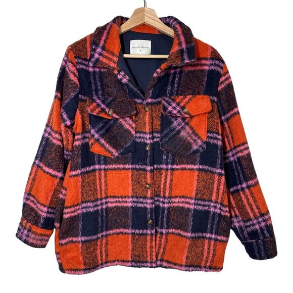 Panache Apparel Plaid Shacket Wool Blend Sz M Swiftie Life of Showgirl Oversized - Picture 1 of 12